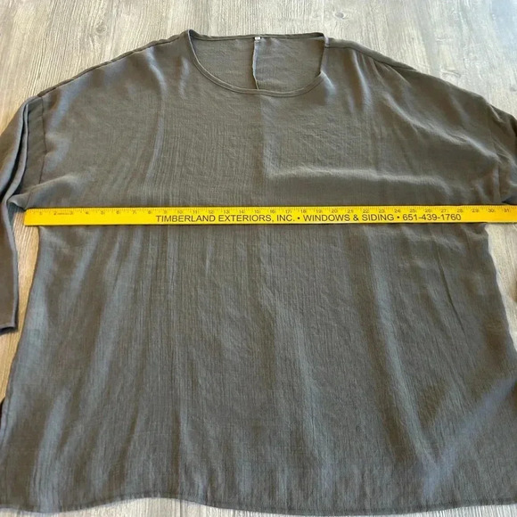 Shein Women's Long Sleeve Gray Blouse 5XL Polyester Spandex Blend Linen Look GUC - Picture 9 of 9